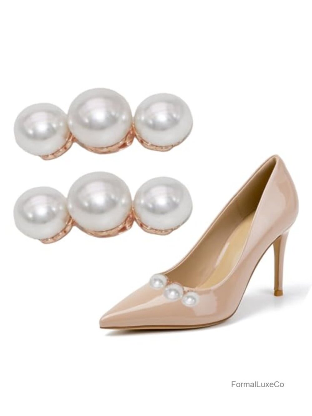 Pearl Shoe Clips Removable Alloy Buckles for High Heels Wedding Party